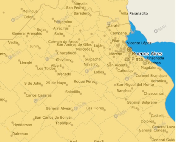 Por la ola de calor, el SMN emitió alerta amarilla en buena parte de los municipios bonaerenses.