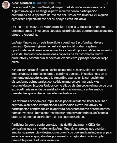 El presidente, Javier Milei, volverá a viajar a los Estados Unidos para liderar una nueva ofensiva internacional orientada a la captación de inversiones privadas.
