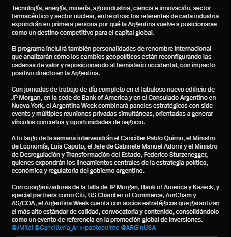 El presidente, Javier Milei, volverá a viajar a los Estados Unidos para liderar una nueva ofensiva internacional orientada a la captación de inversiones privadas.