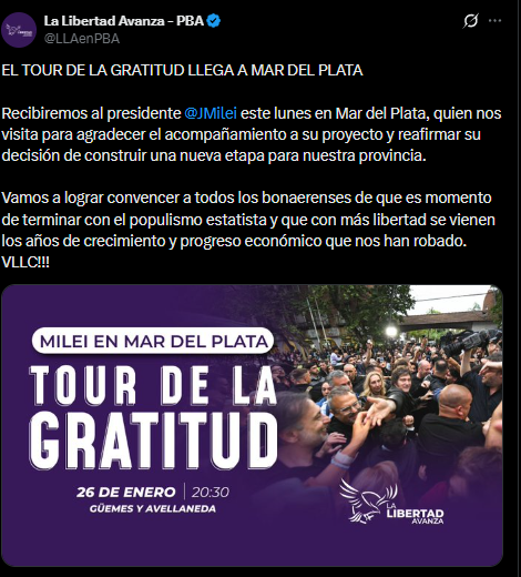 El presidente, Javier Milei, viaja este lunes a Mar del Plata para protagonizar dos jornadas de fuerte contenido político. 