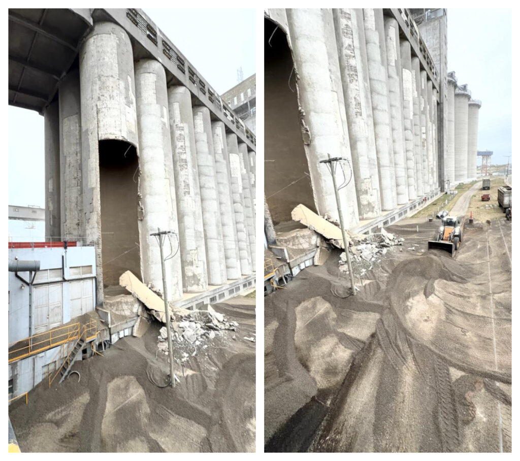 Así quedó el Sector 3 del Silo N1 luego de que la estructura con casi 100 años de antigüedad cediera.
