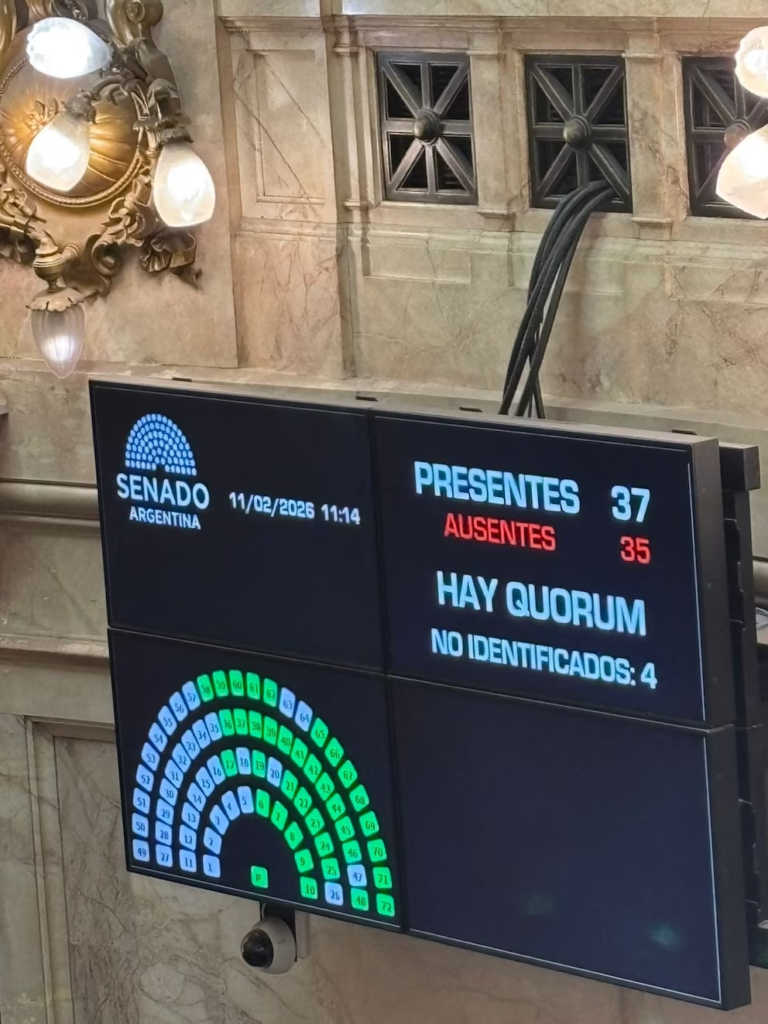 El oficialismo consiguió el quórum, por lo que el Senado se enfrenta a una sesión maratónica para aprobar la reforma laboral. 
