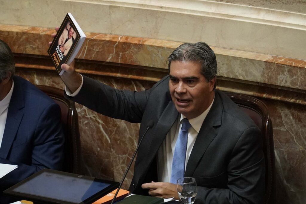 Durante el debate por el título XVI, Jorge Capitanich protagonizó una tensa discusión con la senadora de la UCR, Carolina Losada. 
