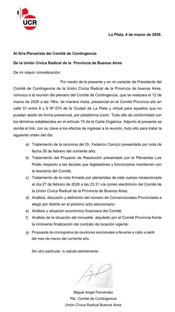 
Así fue la convocatoria de Miguel Fernández al encuentro del Comité de Contingencia el próximo jueves 12 de marzo.