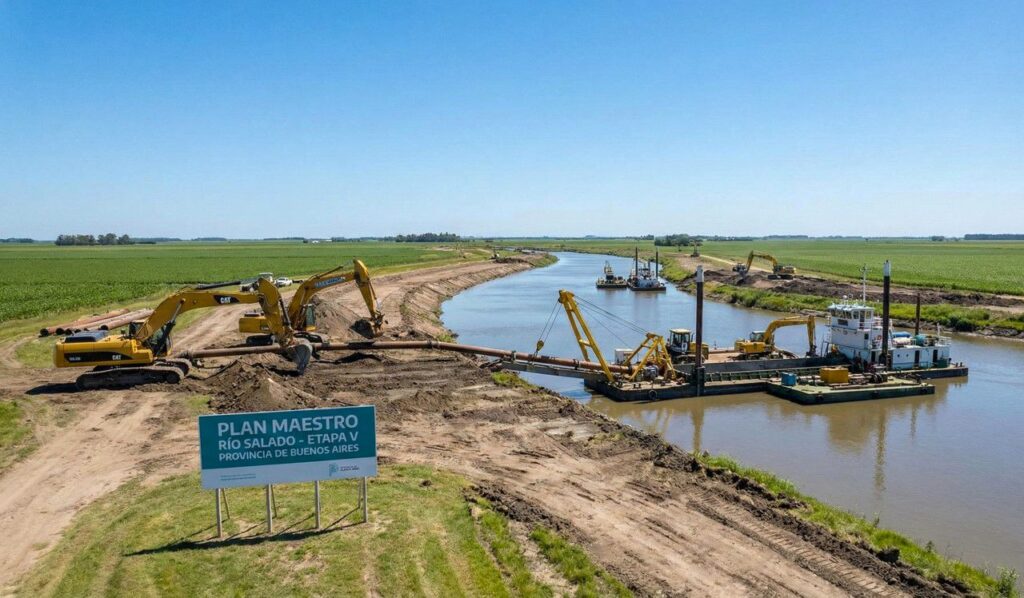 Bianco anunció la ampliación del tramo V del Río Salado, que incluye etapas de trabajo en los municipios de Alberti, Bragado y Chacabuco.
