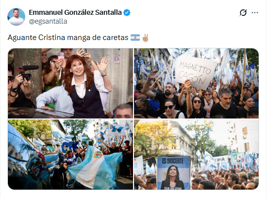 
El senador de La Cámpora, Emmanuel González Santalla, acompañó a Cristina Kirchner en las inmediaciones de su casa. 