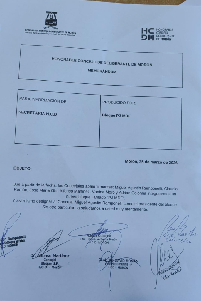 Tras imponerse en la interna del PJ bonaerense, el intendente referenciado en el espacio de Axel Kicillof, Lucas Ghi, rompió con el bloque peronista en el Concejo Deliberante de Morón.