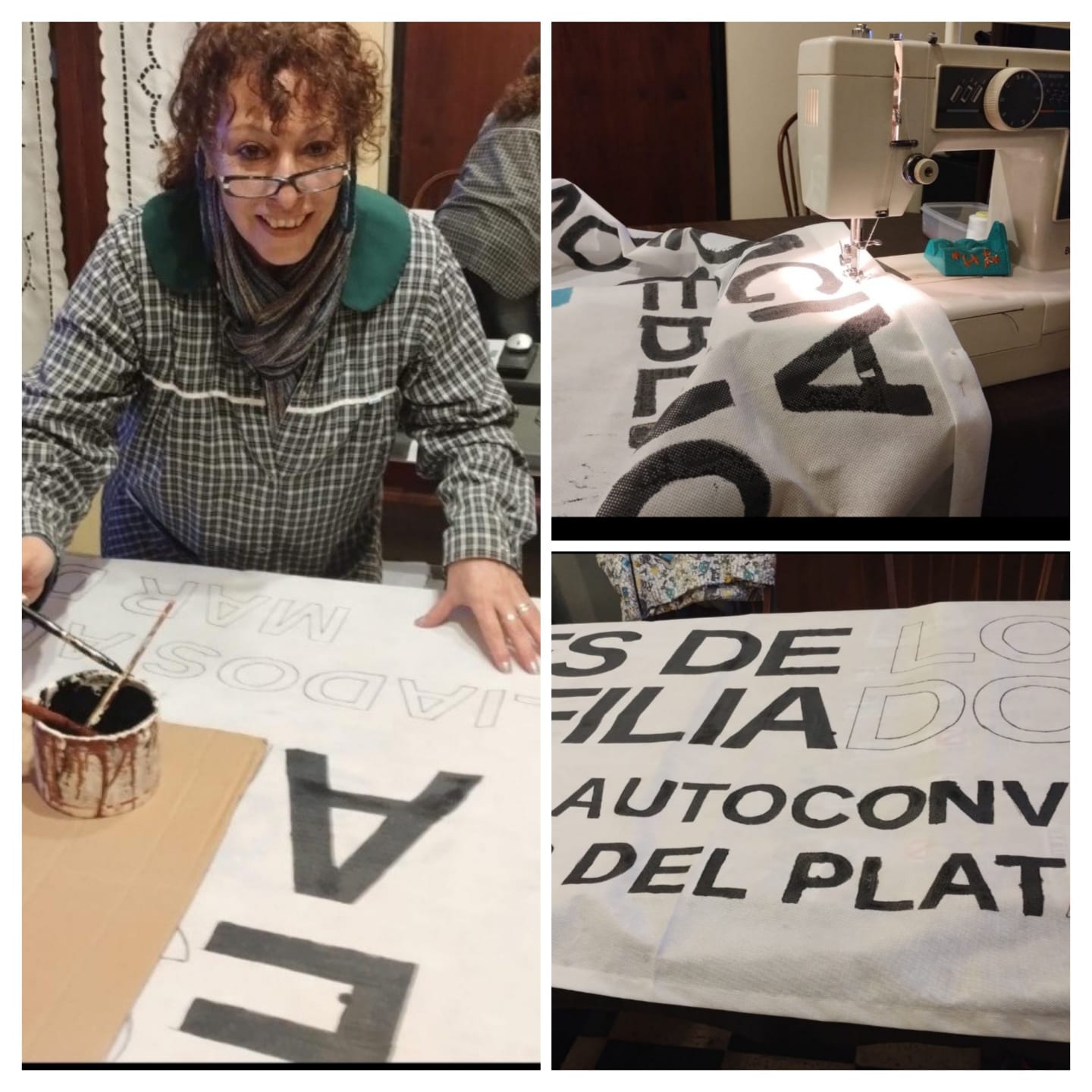 Los autoconvocados del IOMA negaron que la organización tenga "financiación externa" y compartieron los gastos de los propios afiliados para la confección de banderas. 