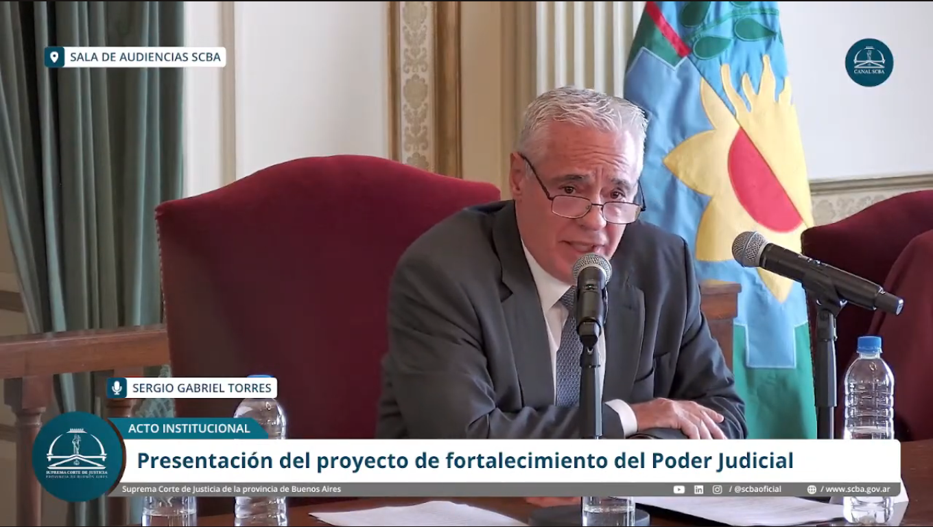 El titular de la Suprema Corte bonaerense, Sergio Torres, se refirió a los cargos judiciales vacantes y al pedido por la autarquía financiera.