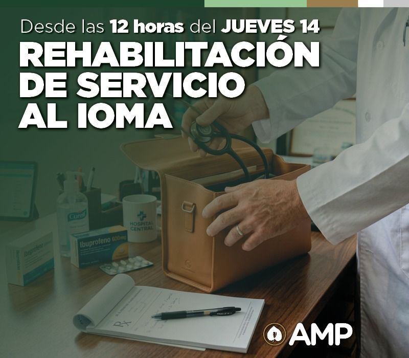 La Agremiación Médica Platense (AMP) levantó el paro contra el IOMA y vuelve a atender afiliados a la obra social bonaerense con normalidad.