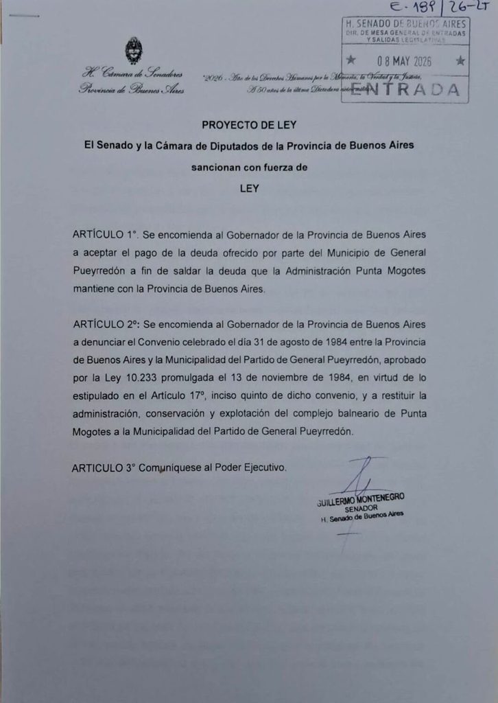 El proyecto de Montenegro para que la Provincia le devuelva la administración de Punta Mogotes a Mar del Plata. 