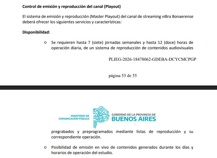 La licitación pública para el relanzamiento de Vibra bonaerense tiene como fecha de inicio de contrato el 1° de octubre.