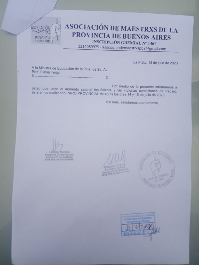 Un sector de los docentes bonaerenses encabeza un nuevo paro en la provincia de Buenos Aires.