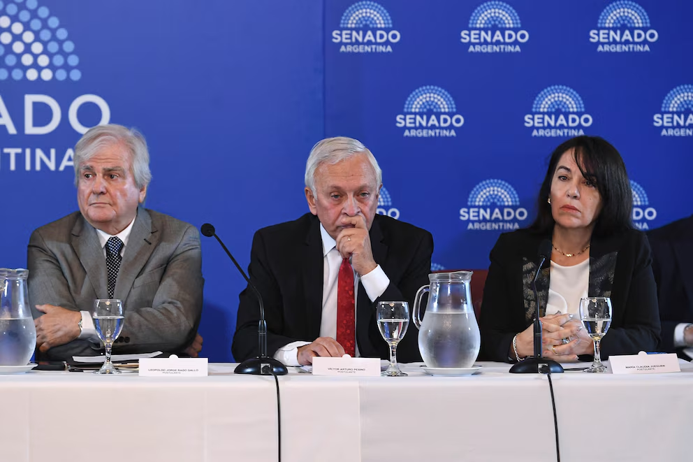 El camarista laboral Víctor Pesino cuando defendió su pliego ante la comisión de Acuerdos del Senado de la Nación.
