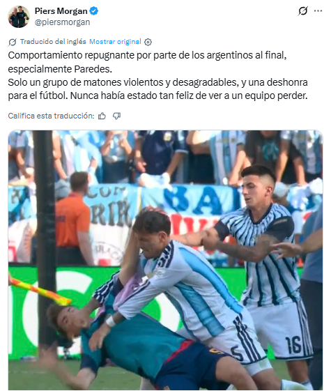 Luis Caputo defendió a la Selección Argentina de los cuestionamientos realizados por el periodista británico Piers Morgan.