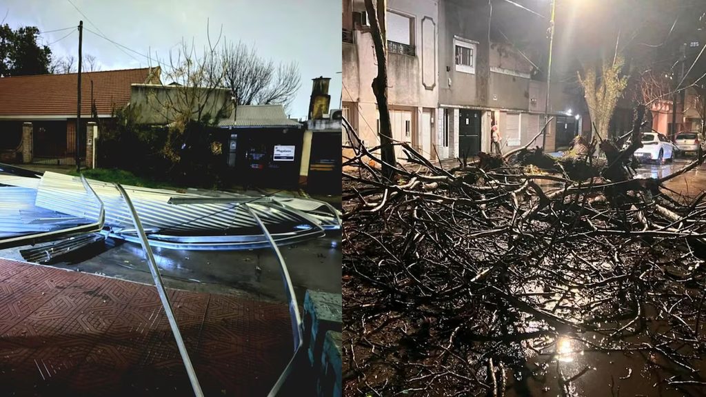 Además de la lluvia, el temporal tuvo fuertes ráfagas de viento que volaron techos y tiraron árboles en distintos puntos del AMBA. 