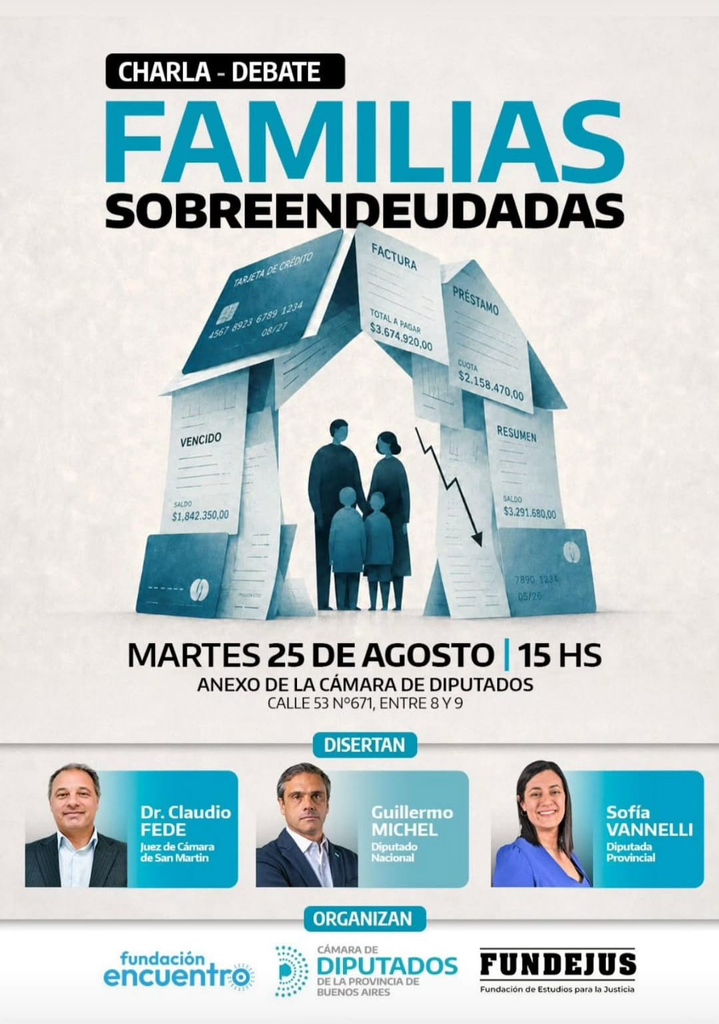 La Cámara de Diputados bonaerense será sede el próximo martes de una charla -debate sobre posibles herramientas para abordar el endeudamiento familiar. Todos los detalles.