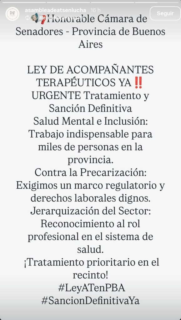 Acomáñantes terapéuticos piden que el Senado trate la ley que regula su profesión.