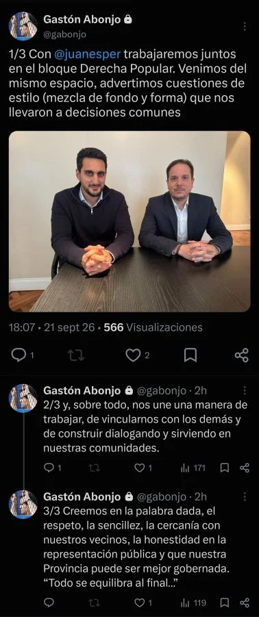 Gastón Abonjo anunció su salida de La Libertad Avanza con un posteo en redes sociales. 