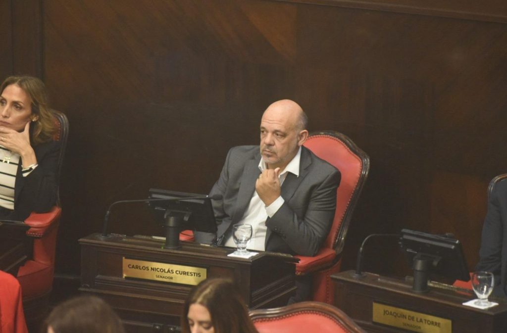 El titular del bloque de La Libertad Avanza en el Senado bonaerense, Carlos Curestis.