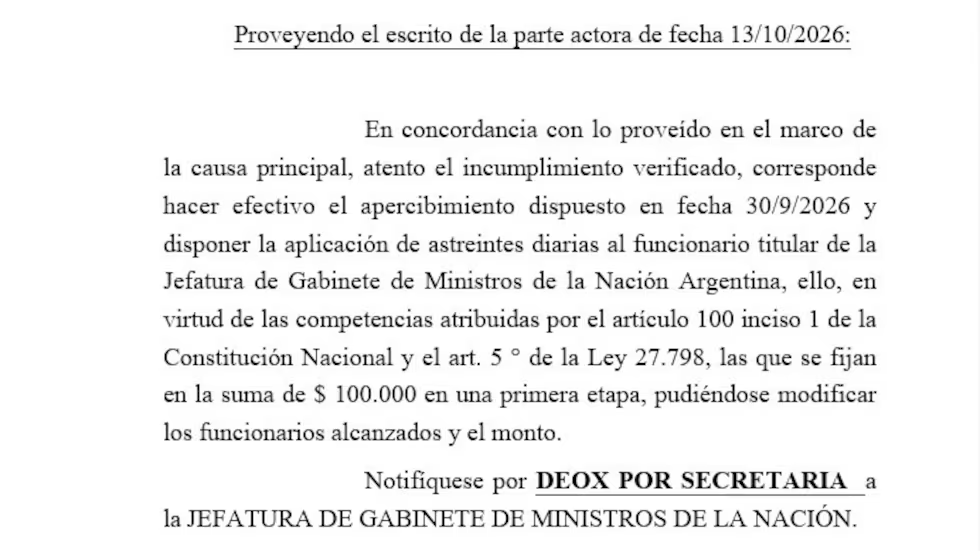 El juez federal, Martín Cormick, aplicará multas diarias de $100.000 al jefe de Gabinete, Diego Santilli, por el incumplimiento de la Ley de Financiamiento Universitario.